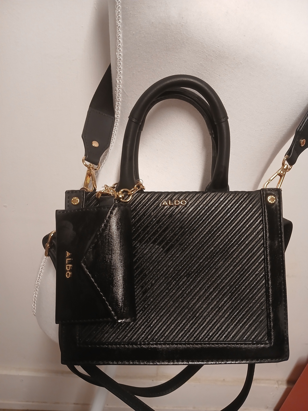 ALDO Black Structured Top-Handle Satchel